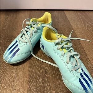 adidas Kids Aqua and Yellow Indoor soccer shoes